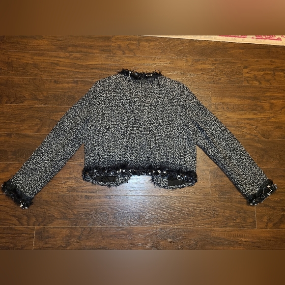 Karen Kane First Frost Cropped Boucle Tweed Jacket Women's Size Medium NWT - Picture 8 of 10